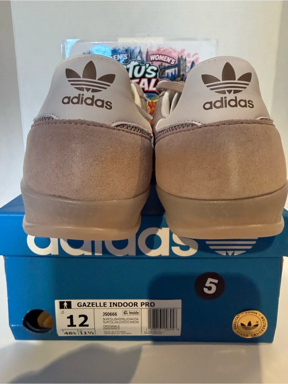 adidas Gazelle Indoor Pro Sneakers in Taupe and White